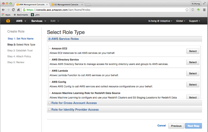 aws iam roles ec2 access identity management attach policy select keep template then
