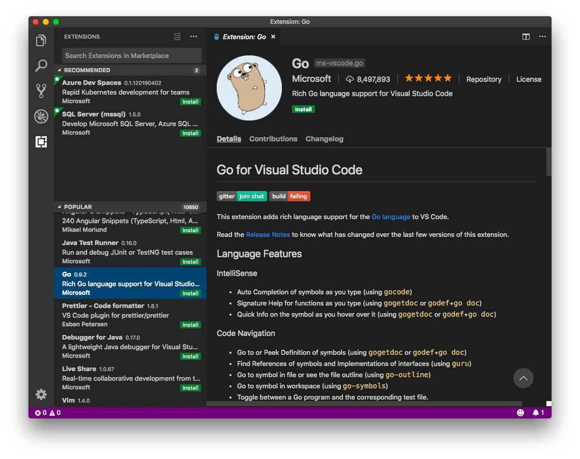 how to use visual studio code for golang