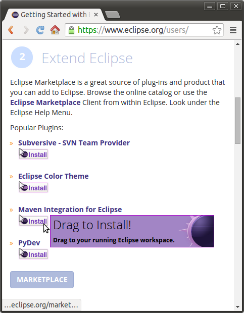 how to install maven from market place