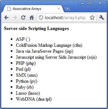 php associative array index